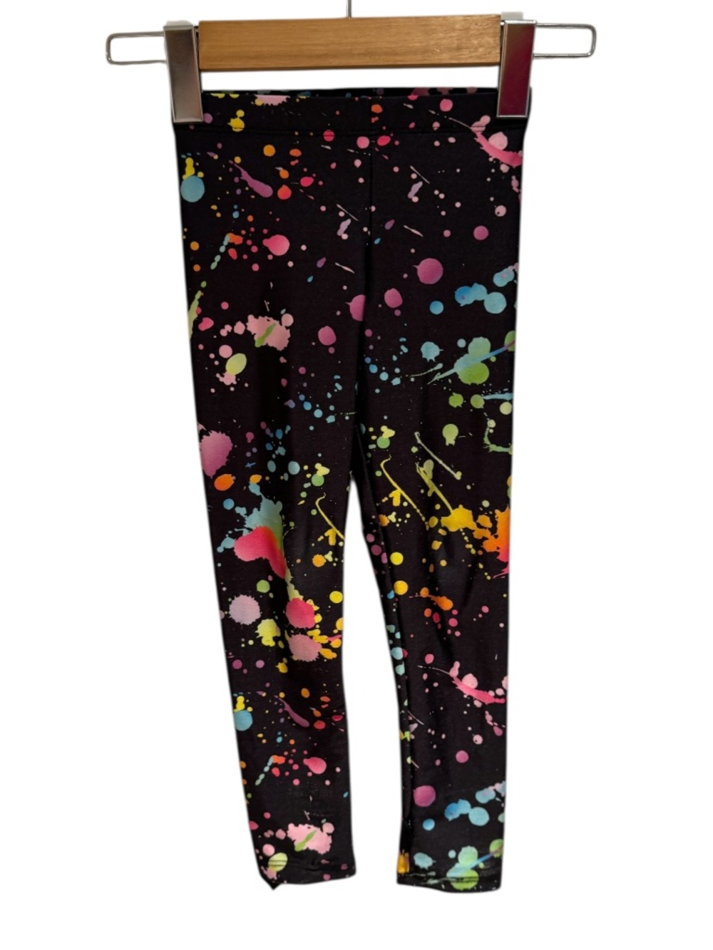 PIXIE LANE black & colourful splatter leggings - size 3